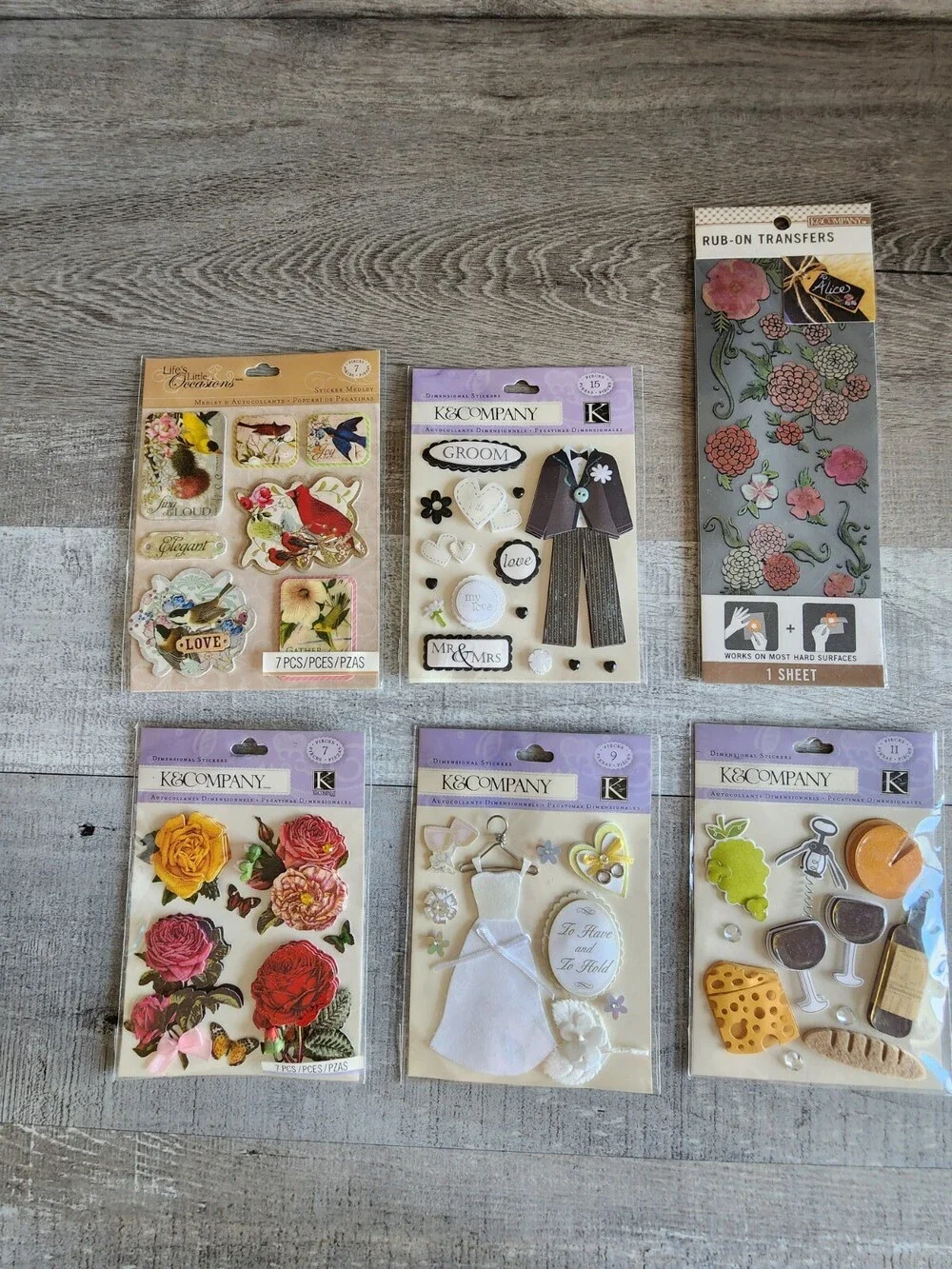 NEW Scrapbook 3D Stickers LOT - Wedding Dress Suit Flowers - K&Co Retired #33